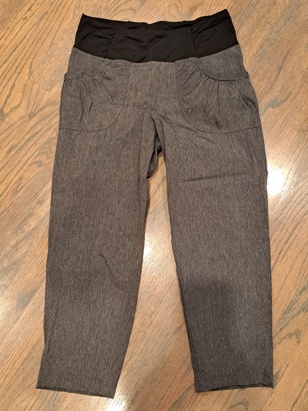 Prana Gray Heathered Capris with Black Waistband
